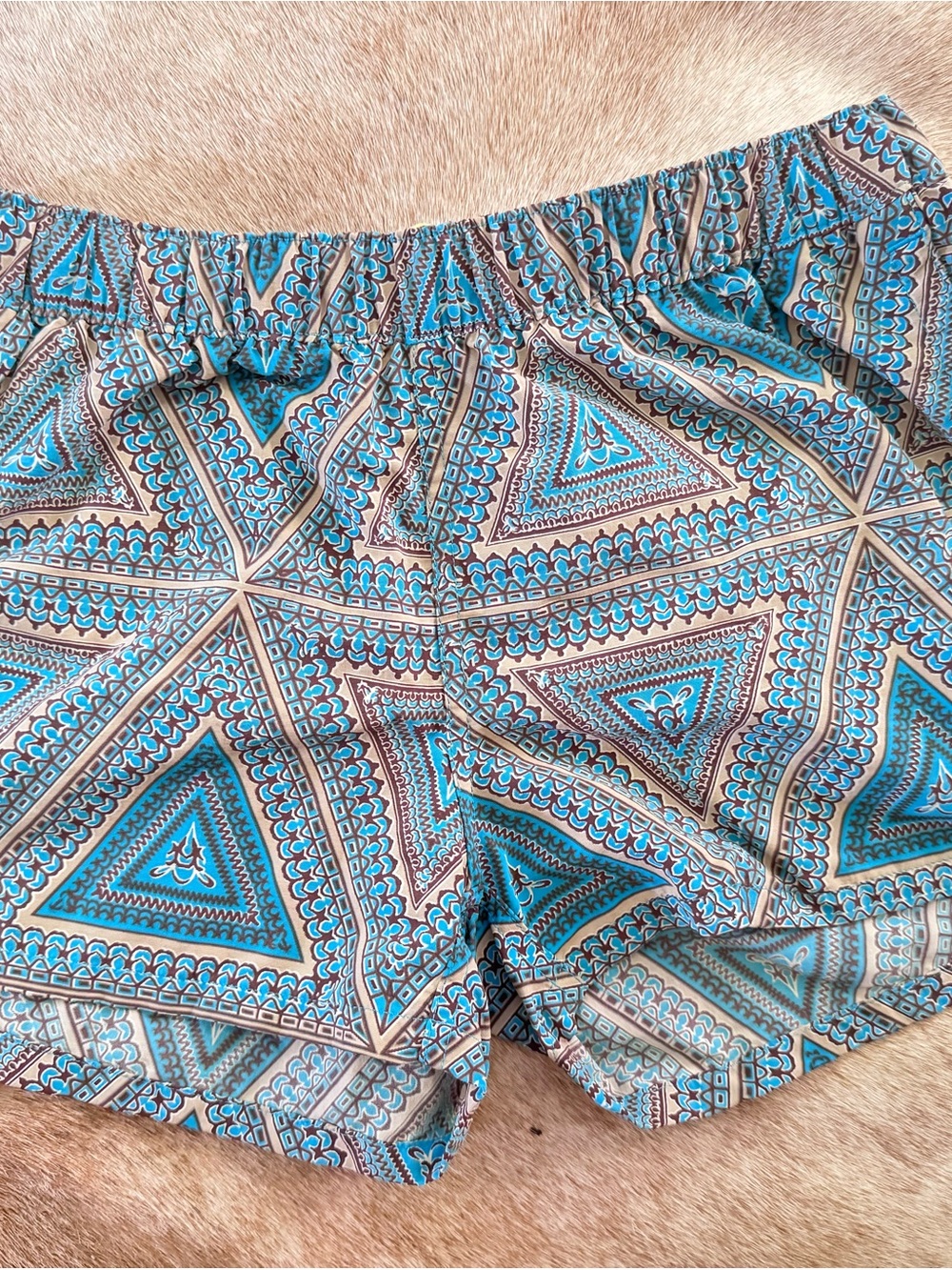 Patagonia Blue and Tan Geometric Print Women's Shorts